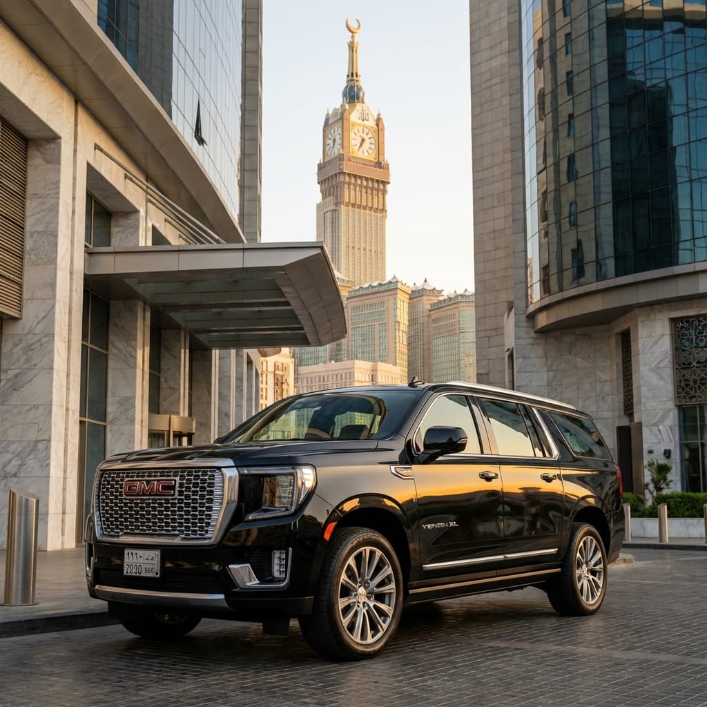 GMC Yukon XL luxury SUV parked for family Umrah transport